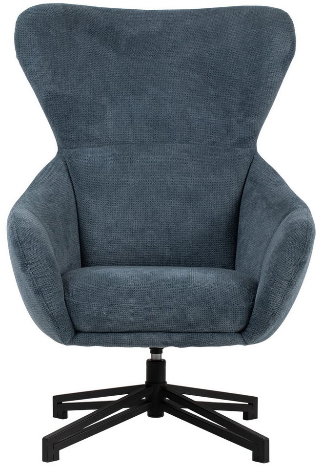 bene living Ohrensessel Marconia - drehbar - blau (1-St), durchgehende Arm- und Rückenlehne - stabiles Metall-Gestell von bene living