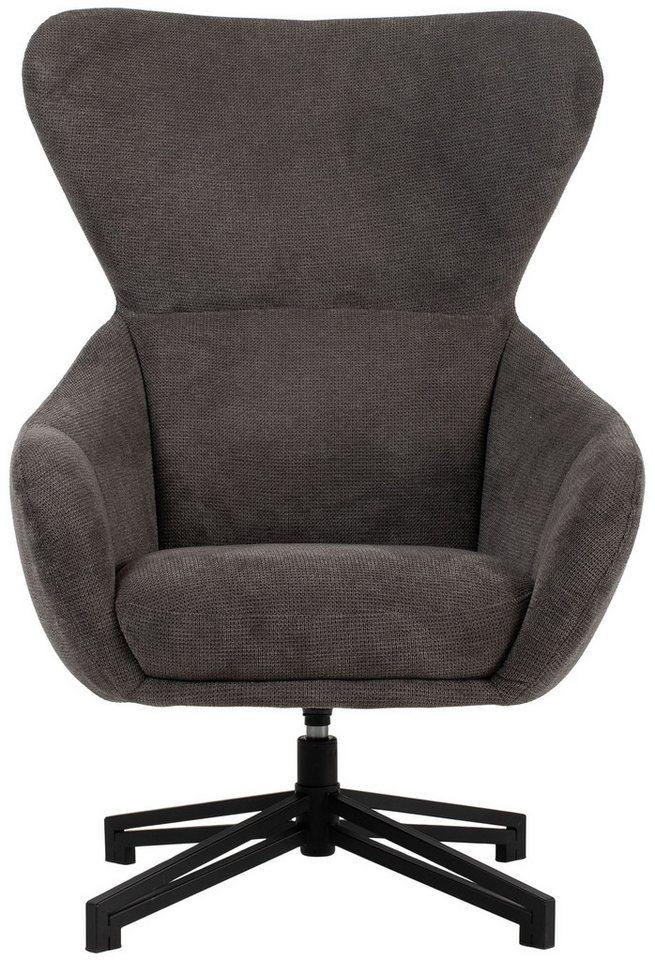 bene living Ohrensessel Marconia - drehbar - dunkelgrau (1-St), durchgehende Arm- und Rückenlehne - stabiles Metall-Gestell von bene living