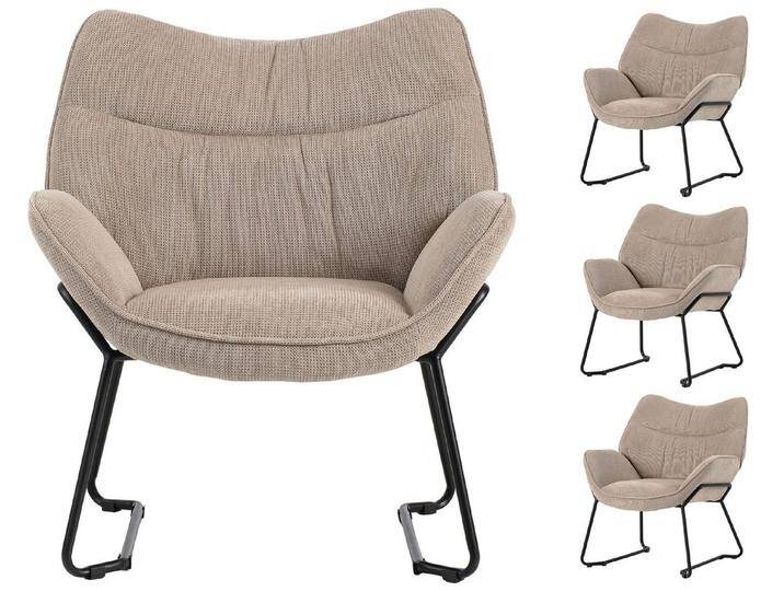 bene living Sessel Aliano - beige (Set, 4-St), schwarzes Metall-Gestell - bequeme Arm- und Rückenlehne, beige von bene-living