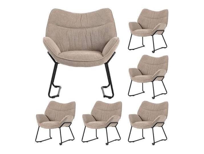 bene living Sessel Aliano - beige (Set, 6-St), schwarzes Metall-Gestell - bequeme Arm- und Rückenlehne, beige von bene-living