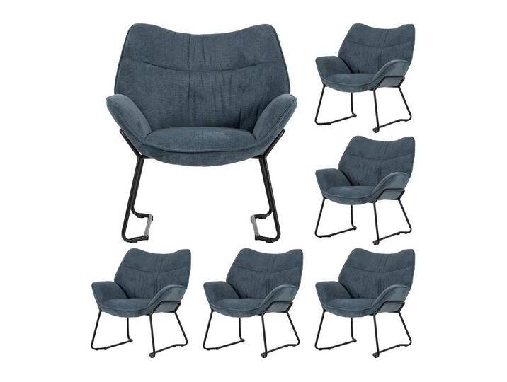 bene living Sessel Aliano - blau (Set, 6-St), schwarzes Metall-Gestell - bequeme Arm- und Rückenlehne, blau von bene-living