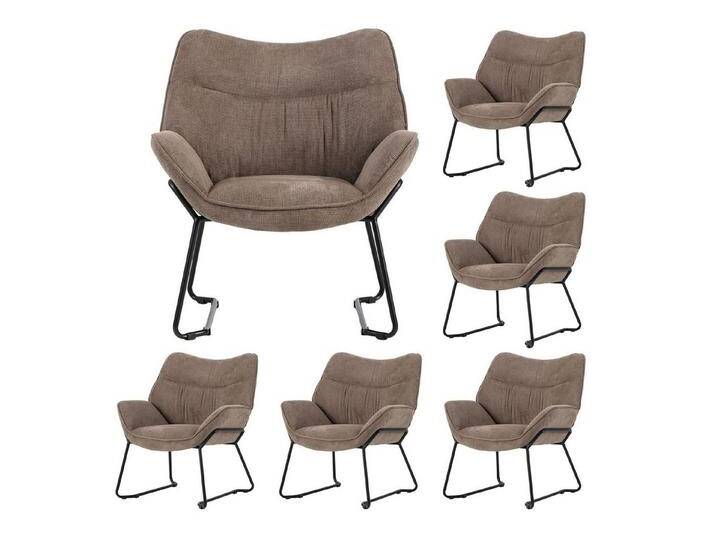 bene living Sessel Aliano - braun (Set, 6-St), schwarzes Metall-Gestell - bequeme Arm- und Rückenlehne, braun von bene-living