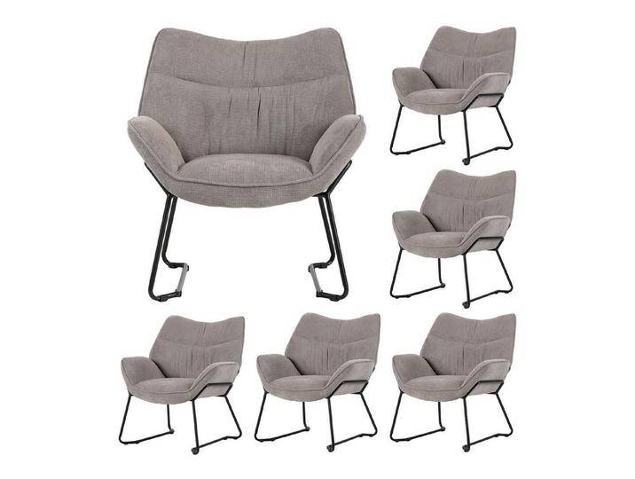 bene living Sessel Aliano - hellgrau (Set, 6-St), schwarzes Metall-Gestell - bequeme Arm- und Rückenlehne, grau von bene-living