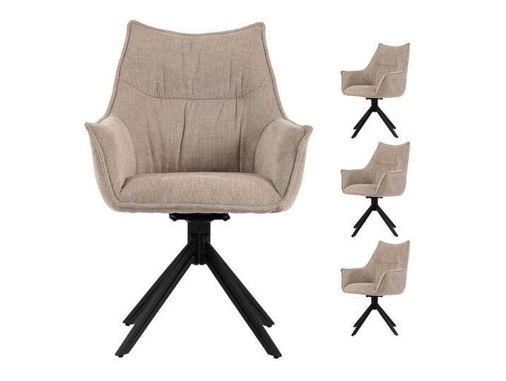 bene living Sessel Ginosa - drehbar - beige (Set, 4-St), schwarzes Metall-Gestell - bequeme Arm- und Rückenlehne, beige von bene-living