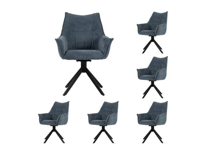 bene living Sessel Ginosa - drehbar - blau (Set, 6-St), schwarzes Metall-Gestell - bequeme Arm- und Rückenlehne, blau von bene-living
