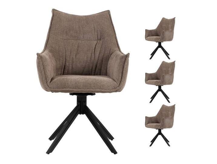 bene living Sessel Ginosa - drehbar - braun (Set, 4-St), schwarzes Metall-Gestell - bequeme Arm- und Rückenlehne, beige von bene-living