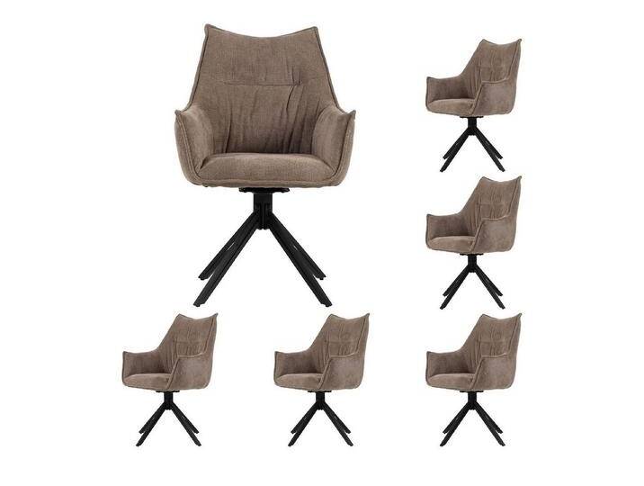 bene living Sessel Ginosa - drehbar - braun (Set, 6-St), schwarzes Metall-Gestell - bequeme Arm- und Rückenlehne, beige von bene-living