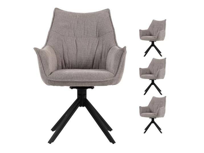 bene living Sessel Ginosa - drehbar - hellgrau (Set, 4-St), schwarzes Metall-Gestell - bequeme Arm- und Rückenlehne, grau von bene-living
