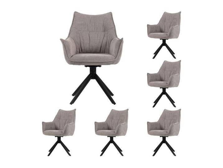 bene living Sessel Ginosa - drehbar - hellgrau (Set, 6-St), schwarzes Metall-Gestell - bequeme Arm- und Rückenlehne, grau von bene-living