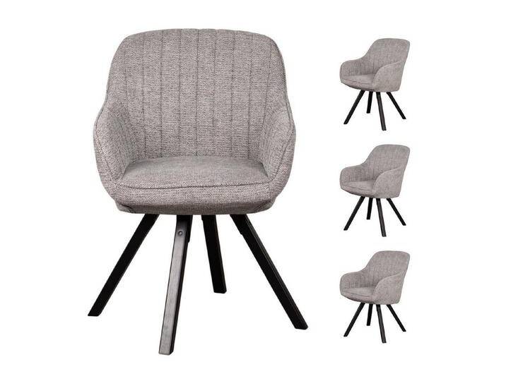 bene living Sessel Matera - drehbar - hellgrau (Set, 4-St), schwarzes Metall-Gestell - bequeme Arm- und Rückenlehne, grau von bene-living