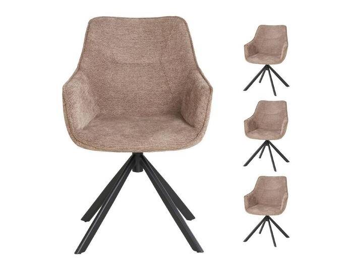 bene living Sessel San Carlo - drehbar - hellbraun (Set, 4-St), schwarzes Metall-Gestell - bequeme Arm- und Rückenlehne, braun von bene-living