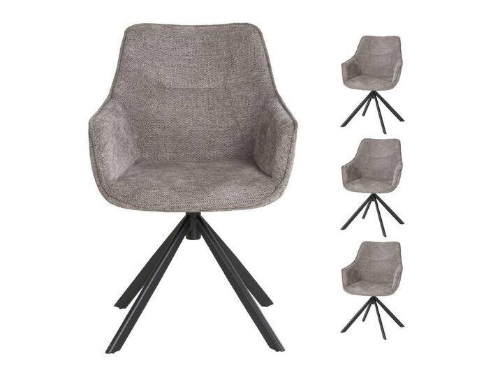 bene living Sessel San Carlo - drehbar - hellgrau (Set, 4-St), schwarzes Metall-Gestell - bequeme Arm- und Rückenlehne, grau von bene-living