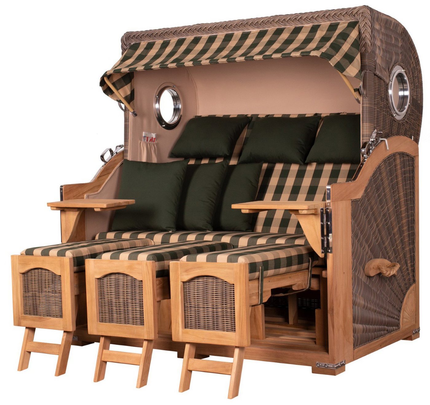 bene living Strandkorb Ammersee 3-Sitzer Teak - PE grau - Modell 506, BxTxH: 170x95x170 cm, Volllieger ca. 175 Grad, Ostsee-Strandkorb Komplettset, inkl. Liftersystem und Bullaugen bene living Strandkorb Ammersee 3-Sitzer Teak - PE grau - Modell 506, BxTxH: 170x95x170 cm, Volllieger ca. 175 Grad, Ostsee-Strandkorb Komplettset, inkl. Liftersystem und Bullaugen von bene living