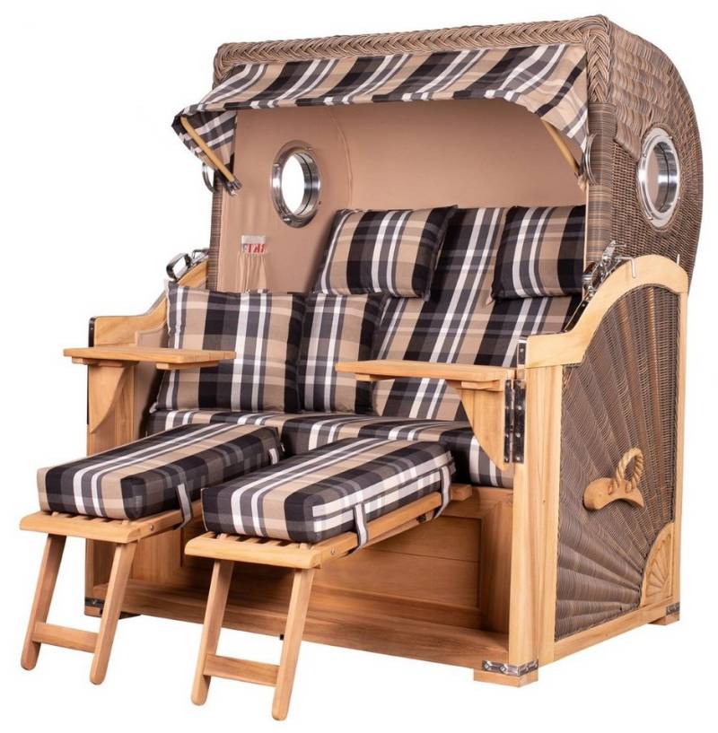 bene living Strandkorb Königssee 2,5-Sitzer Teak - PE grau - Modell 583, BxTxH: 142x95x170 cm, Volllieger ca. 175 Grad, Ostsee-Strandkorb Komplettset, inkl. Liftersystem und Bullaugen bene living Strandkorb Königssee 2,5-Sitzer Teak - PE grau - Modell 583, BxTxH: 142x95x170 cm, Volllieger ca. 175 Grad, Ostsee-Strandkorb Komplettset, inkl. Liftersystem und Bullaugen von bene living
