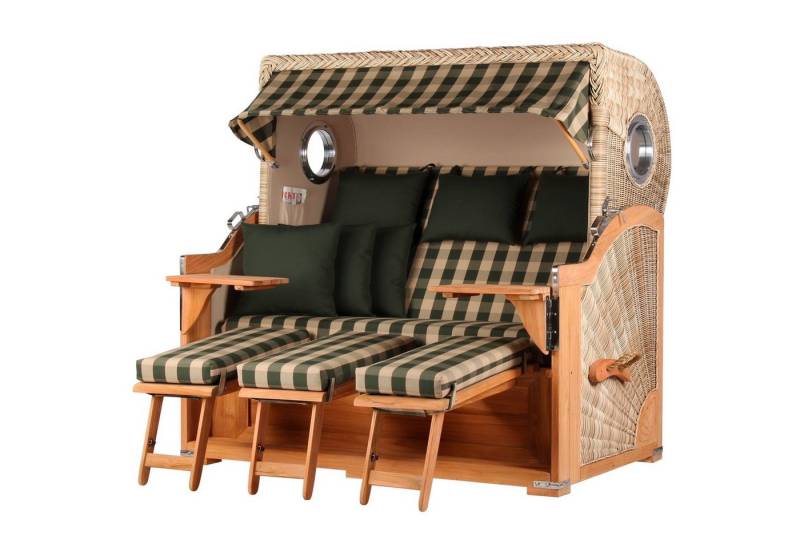 bene living Strandkorb Königssee 3-Sitzer Teak - PE shell - Modell 506, BxTxH: 170x95x170 cm, Volllieger ca. 175 Grad, Ostsee-Strandkorb, inkl. Liftersystem und Bullaugen von bene living