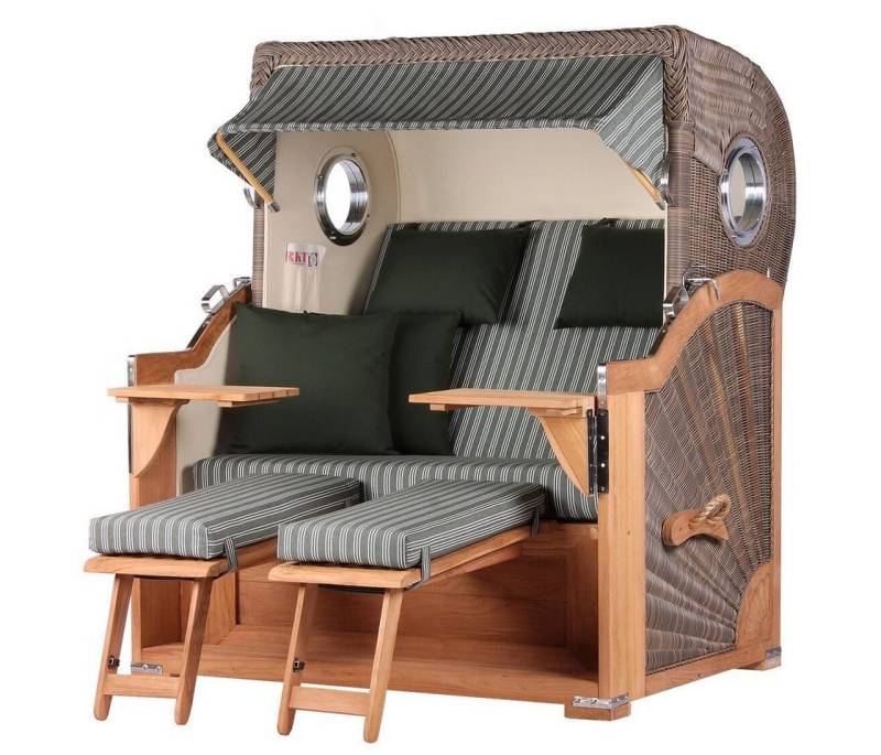 bene living Strandkorb Königssee 2,5-Sitzer Teak - PE grau - Modell 504, BxTxH: 142x95x170 cm, Volllieger ca. 175 Grad, Ostsee-Strandkorb Komplettset, inkl. Liftersystem und Bullaugen bene living Strandkorb Königssee 2,5-Sitzer Teak - PE grau - Modell 504, BxTxH: 142x95x170 cm, Volllieger ca. 175 Grad, Ostsee-Strandkorb Komplettset, inkl. Liftersystem und Bullaugen von bene living