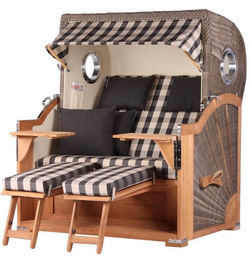 bene living Strandkorb Königssee 2,5-Sitzer Teak - PE grau - Modell 505, BxTxH: 142x95x170 cm, Volllieger ca. 175 Grad, Ostsee-Strandkorb, inkl. Liftersystem und Bullaugen bene living Strandkorb Königssee 2,5-Sitzer Teak - PE grau - Modell 505, BxTxH: 142x95x170 cm, Volllieger ca. 175 Grad, Ostsee-Strandkorb, inkl. Liftersystem und Bullaugen von bene living