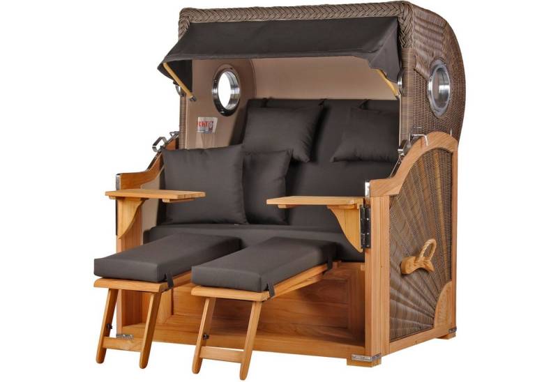 bene living Strandkorb Königssee 2,5-Sitzer Teak - PE grau - Modell 548, BxTxH: 142x95x170 cm, Volllieger ca. 175 Grad, Ostsee-Strandkorb, inkl. Liftersystem und Bullaugen bene living Strandkorb Königssee 2,5-Sitzer Teak - PE grau - Modell 548, BxTxH: 142x95x170 cm, Volllieger ca. 175 Grad, Ostsee-Strandkorb, inkl. Liftersystem und Bullaugen von bene living