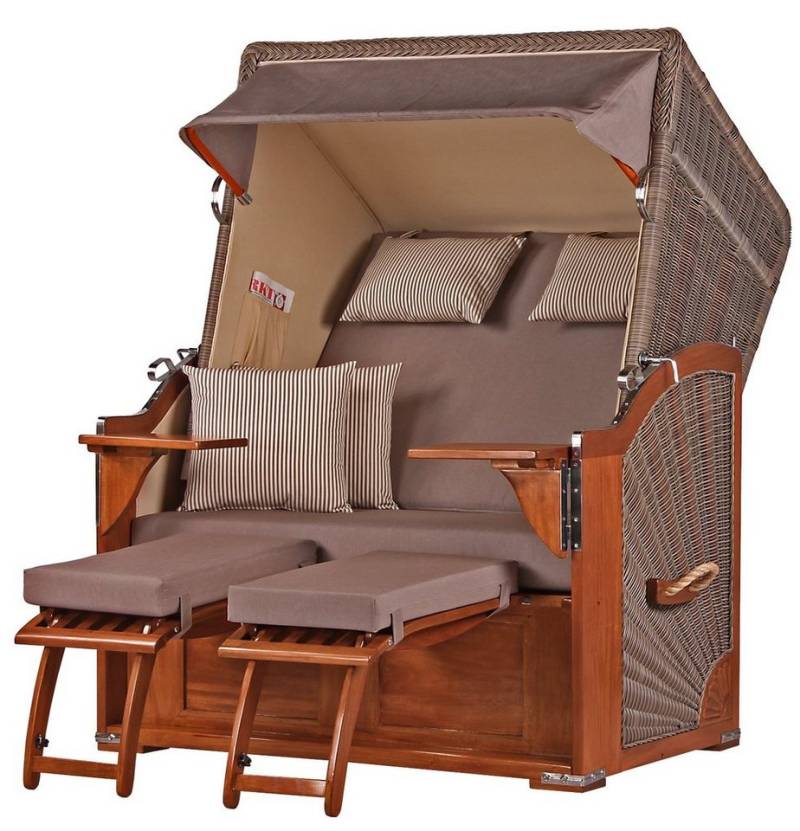 bene living Strandkorb Schaalsee 2-Sitzer Mahagoni - PE grau - Modell 534, BxTxH: 125x80x170 cm, Volllieger ca. 175 Grad, Ostsee-Strandkorb, inkl. Liftersystem bene living Strandkorb Schaalsee 2-Sitzer Mahagoni - PE grau - Modell 534, BxTxH: 125x80x170 cm, Volllieger ca. 175 Grad, Ostsee-Strandkorb, inkl. Liftersystem von bene living