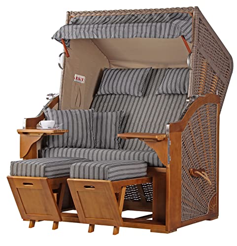 bene living Strandkorb Schleswig Pinie Zweisitzer - PE Mokka - Modell 553 von bene living