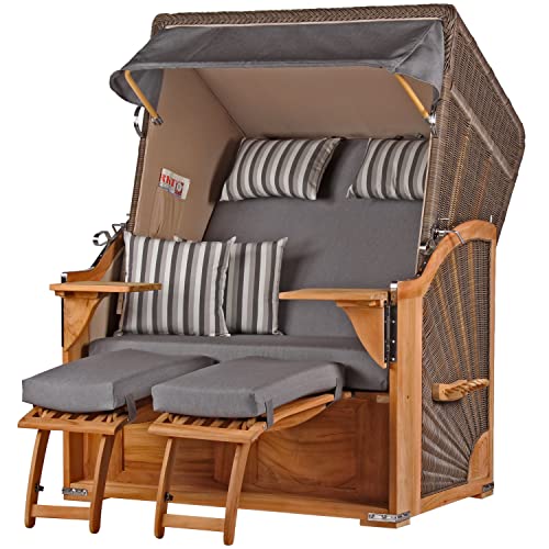 bene living Strandkorb-Set Schaalsee 2-Sitzer Teak - PE grau - Modell 544 - Liftersystem bene living Strandkorb-Set Schaalsee 2-Sitzer Teak - PE grau - Modell 544 - Liftersystem von bene living
