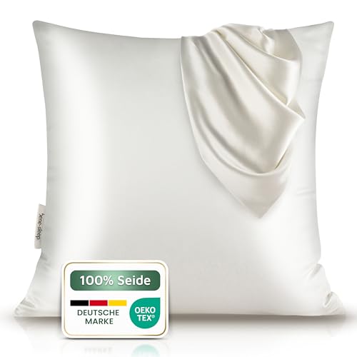 bene-sleep. Seidenkissenbezug (80x80cm) für Hautregeneration - Deutsche Premium Marke. Kissenbezug 100% Reine Maulbeerseide – Beauty Geheimnis gegen Akne, Falten und Haarbruch von bene-sleep