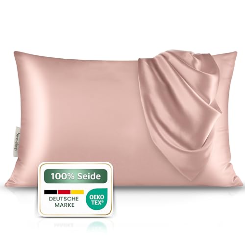 bene-sleep. Bio Seidenkissenbezug (40x80cm) für Hautregeneration - Deutsche Premium Marke. Kissenbezug 100% Bio Maulbeerseide – Beauty Geheimnis gegen Akne, Falten und Haarbruch (Rose Pink) von bene-sleep