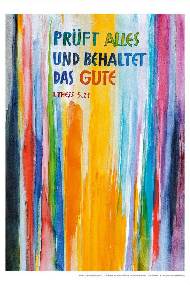 bene Poster Jahreslosung Felger 2025, Kunstdruck 40 x 60 cm von bene