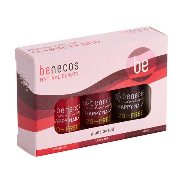 benecos Nagellack Set - Classic in Red – 20-free – vegan – wasser- und luftdurchlässig von benecos