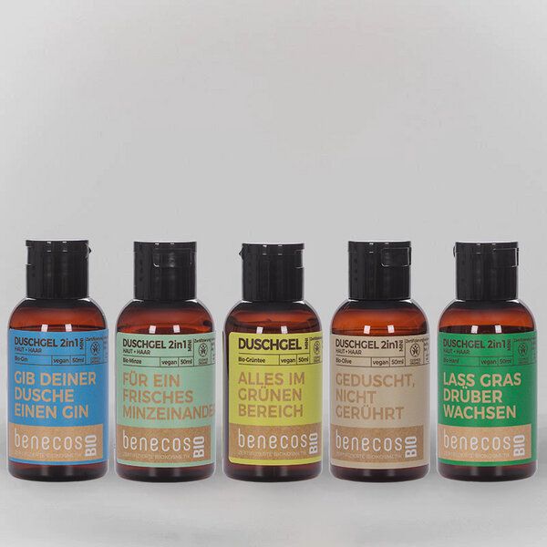 benecosBIO - Geschenkset NICHT NUR FÜR WARMDUSCHER 5x50ml Duschgel für Haut & Haar von benecos