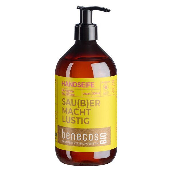 benecosBIO - Handseife Ingwer + Zitrone SAU(B)ER MACHT LUSTIG - vegan - recycelt von benecos