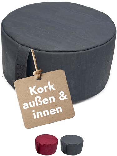 beneyu® Meditationskissen 𝒂𝒖𝒔 𝑲𝒐𝒓𝒌 - Made in EU (𝐏𝐨𝐫𝐭𝐮𝐠𝐚𝐥) - Wasserabweisendes & Formstabiles Kork Yogakissen - Yoga Zubehör & Meditation (grau) von beneyu