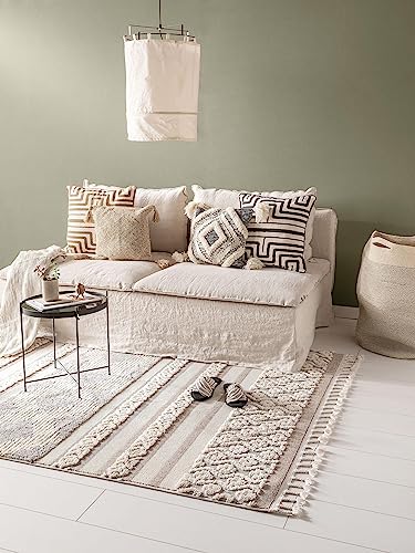 benuta pop Teppich OYO - Kunstfaser - Rechteckig & im Style: Geometrisch, Boho-Style - Pflegeleicht für Wohnzimmer Schlafzimmer, Cream/Grau, 120x180 cm von benuta