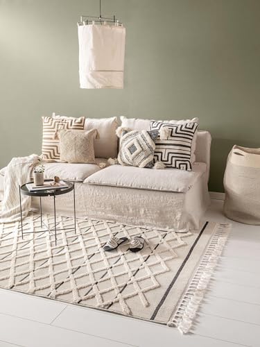 benuta pop Teppich OYO - Kunstfaser - Rechteckig & im Style: Geometrisch, Boho-Style - Pflegeleicht für Wohnzimmer Schlafzimmer, Cream, 80x150 cm von benuta