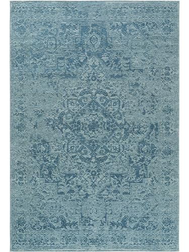 benuta pop Flachgewebeteppich Tosca - Kunstfaser - Rechteckig & im Style: Vintage, Orient Style - Pflegeleicht für Wohnzimmer Schlafzimmer | Blau | 195x285 cm von benuta