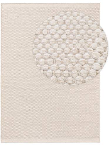 benuta Wollteppich Rocco Weiß 70x140 cm Kurzflor Flachgewebe für Wohnzimmer, Schlafzimmer, Esszimmer oder Kinderzimmer von benuta