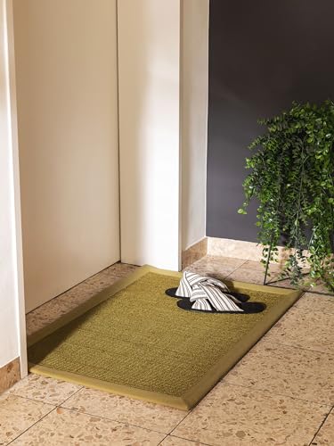 benuta Nest Fußmatte Sana - 100% Sisal - Rechteckig & im Style: Bordüre, Uni, Natural Living - Pflegeleicht für Wohnzimmer Schlafzimmer Flur Terrasse Balkon, Grün, 60x90 cm von benuta