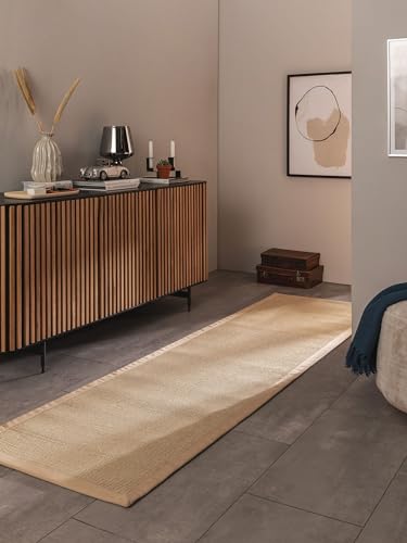 benuta Nest Sisalteppich Sana - 100% Sisal - Läufer & im Style: Bordüre, Uni, Natural Living - Pflegeleicht für Wohnzimmer Schlafzimmer, Cream, 70x240 cm von benuta