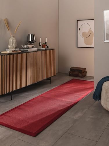 benuta Nest Sisalteppich Sana - 100% Sisal - Läufer & im Style: Bordüre, Uni, Natural Living - Pflegeleicht für Wohnzimmer Schlafzimmer, Rot, 70x300 cm von benuta