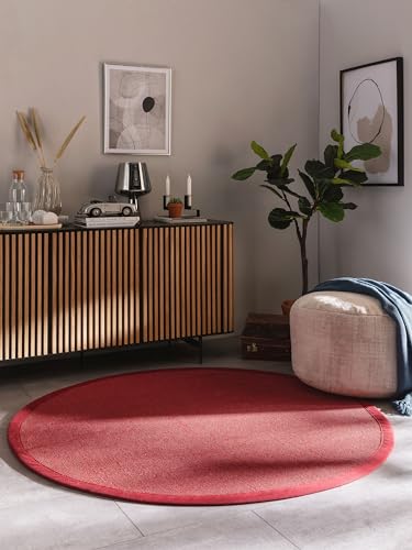 benuta Nest Sisalteppich Sana - 100% Sisal - Rund & im Style: Bordüre, Uni, Natural Living - Pflegeleicht für Wohnzimmer Schlafzimmer, Rot, ø 150 cm rund von benuta