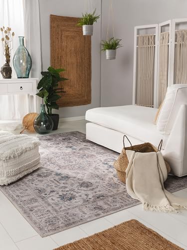 benuta pop Teppich Laury - Kunstfaser - Rechteckig & im Style: Vintage - Pflegeleicht für Wohnzimmer Schlafzimmer, Beige, 80x150 cm von benuta