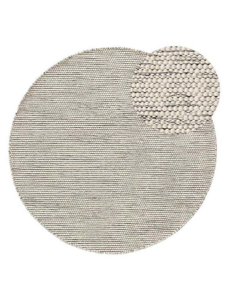 Wollteppich Rocco, benuta, rund, Höhe: 5 mm, Wolle, handgewebt, Uni, Natural Living, Wohnzimmer von benuta