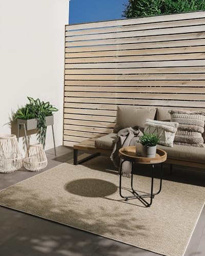 benuta Basic In- & Outdoor Teppich Iowa - Taupe 300x300 cm - Boho Jute-Look - Wetterfest & UV-beständig für Balkon, Terrasse, Garten, Küchenteppich & Wohnzimmerteppich - Strapazierfähig & Robust von benuta