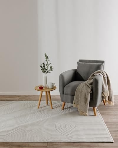 benuta Basic Teppich Claire - Kunstfaser - Rechteckig & im Style: Abstrakt, Geometrisch, Minimalistisch, Retro - Pflegeleicht für Wohnzimmer Schlafzimmer, Cream A1, 200x300 cm von benuta