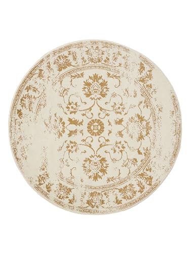 benuta Basic Teppich Suki - Creme/Gelb 160 cm Rund - Kunstfaser - Rund & im Style: Vintage, Orient Style - Pflegeleicht für Wohnzimmer Schlafzimmer benuta Basic Teppich Suki - Creme/Gelb 160 cm Rund - Kunstfaser - Rund & im Style: Vintage, Orient Style - Pflegeleicht für Wohnzimmer Schlafzimmer von benuta