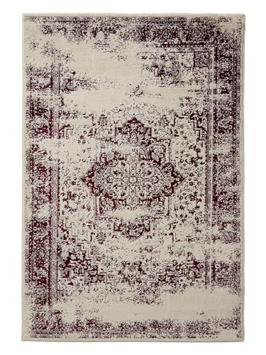 benuta Basic Teppich Suki - Creme/Rot 80x150 cm - Kunstfaser - Rechteckig & im Style: Vintage, Orient Style - Pflegeleicht für Wohnzimmer Schlafzimmer von benuta