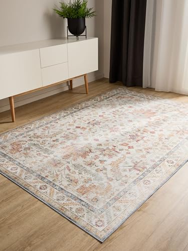 benuta Basic Waschbarer Teppich George - Multicolor/Beige 60x120 cm - Kunstfaser - Rechteckig & im Style: Vintage, Elegant, Retro - Pflegeleicht für Wohnzimmer Schlafzimmer benuta Basic Waschbarer Teppich George - Multicolor/Beige 60x120 cm - Kunstfaser - Rechteckig & im Style: Vintage, Elegant, Retro - Pflegeleicht für Wohnzimmer Schlafzimmer von benuta