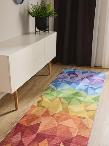 benuta Basic Waschbarer Teppich George - Multicolor 80x240 cm - Kunstfaser - Läufer & im Style: Abstrakt - Pflegeleicht für Wohnzimmer Schlafzimmer Flur Terrasse Balkon benuta Basic Waschbarer Teppich George - Multicolor 80x240 cm - Kunstfaser - Läufer & im Style: Abstrakt - Pflegeleicht für Wohnzimmer Schlafzimmer Flur Terrasse Balkon von benuta