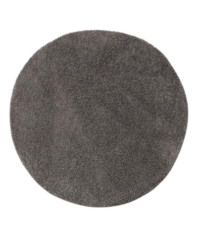 benuta Basic Hochflorteppich Soho - grau ø 80 cm rund - Kuschelig Weicher Teppich im Minimalistischen Look - Pflegeleicht - Fußbodenheizung Geeignet von benuta