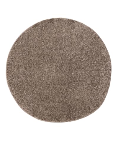 benuta Basic Hochflorteppich Soho - Taupe ø 80 cm rund - Kuschelig Weicher Teppich im Minimalistischen Look - Pflegeleicht - Fußbodenheizung Geeignet von benuta
